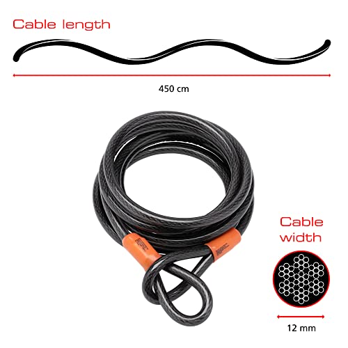 Sterling 124C - Cable de Seguridad de Bucle Doble autoenroscable (Recubrimiento de Vinilo, 12 mm x 4,5 m)