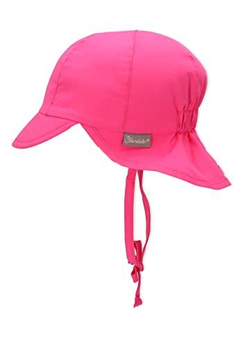 Sterntaler Gorro con visera para niña con protector de cuello, Con cintas, Edad: 5-6 meses, Tamaño: 43, Rosa (Magenta)