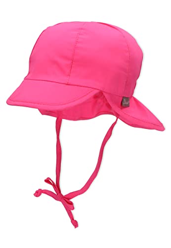 Sterntaler Gorro con visera para niña con protector de cuello, Con cintas, Edad: 5-6 meses, Tamaño: 43, Rosa (Magenta)