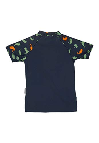 Sterntaler Kurzarm-Schwimmshirt Wale Camisa de protección de Sarpullido, Marine, 80 para Bebés