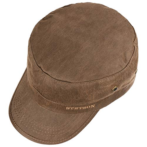 Stetson Gorra Militar Stampton Hombre - de Verano Sol algodón Hebilla Metal, con Visera, Visera Primavera/Verano - XL (60-61 cm) marrón