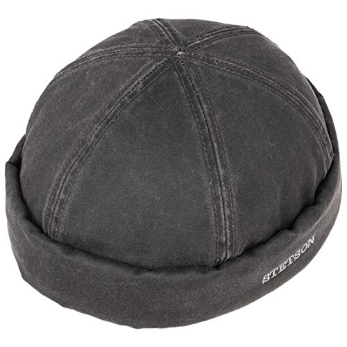 Stetson Gorro Docker Old Cotton Winter Hombre - de Invierno con Vuelta, Gorra Docker, Forro, Cerrado por atrás, Forro otoño/Invierno - L (58-59 cm) Negro