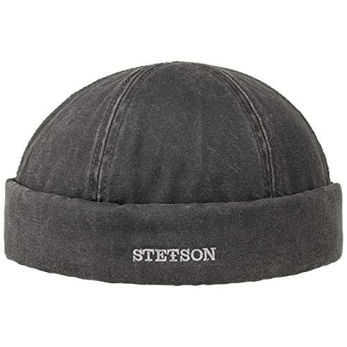 Stetson Gorro Docker Old Cotton Winter Hombre - de Invierno con Vuelta, Gorra Docker, Forro, Cerrado por atrás, Forro otoño/Invierno - L (58-59 cm) Negro