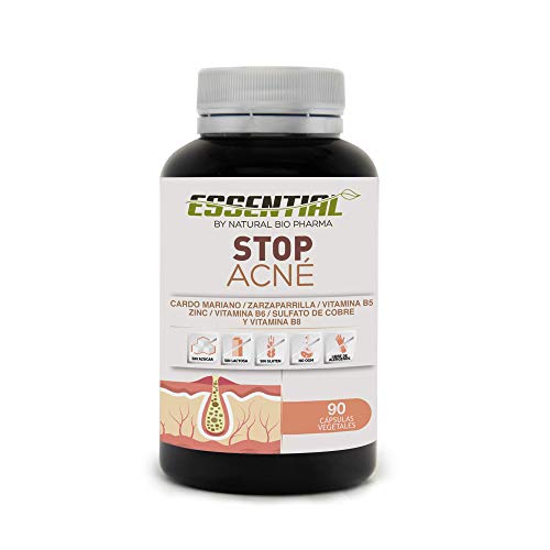 STOP ACNÉ | Elimina el Acné y Previene su Aparición | Tratamiento Eficaz Contra Espinillas y Puntos Negros Grasos | Cardio Mariano + Zarzaparrilla + Zinc + Cobre + Vit. B5, B6, B8 | 90 caps. vegetales