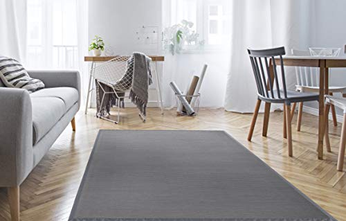 STORESDECO - Alfombra Vinílica Deblon con Ribete, Alfombra de PVC Antideslizante y Resistente, Ideal para Salón, Pasillo, Cocina, Baño… | Ribete, Color Gris, 60 cm x 90 cm