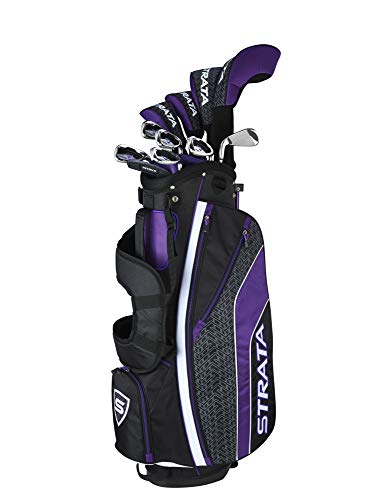 STRATA - Paquete completo de palos de golf para mujer de 16 piezas, Morado, Mano derecha