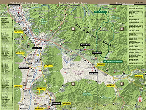 StreetSmart Oaxaca Mapa de VanDam -- Mapa laminada del estado y de la cuides de Oaxaca con todos atracciones, iglesias, museos, hoteles & restaurantes y Monte Albán, Edition 2019