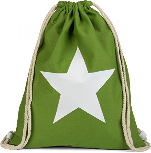 styleBREAKER Bolsa de Deporte, Mochila con Estampado de Estrella, Bolsa para el Gimnasio, Bolsa, Unisex 02012088, Color:Verde/Blanco