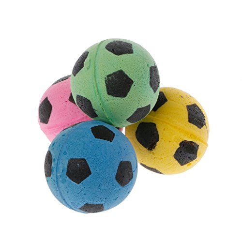 SUCHUANGUANG 20Piezas Pelota de Goma EVA sin Ruido para Gatos Pelotas de fútbol de Espuma Suave para Juguetes para rascar Gatos Amarillo, Verde, Rosa. EVA Azul (Entrega aleatoria), Bola de Espuma