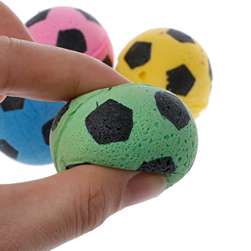 SUCHUANGUANG 20Piezas Pelota de Goma EVA sin Ruido para Gatos Pelotas de fútbol de Espuma Suave para Juguetes para rascar Gatos Amarillo, Verde, Rosa. EVA Azul (Entrega aleatoria), Bola de Espuma