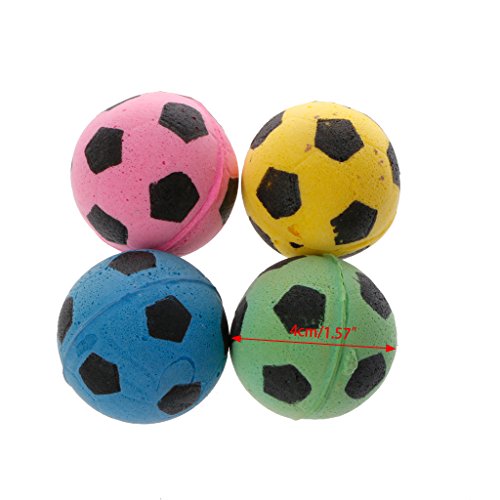 SUCHUANGUANG 20Piezas Pelota de Goma EVA sin Ruido para Gatos Pelotas de fútbol de Espuma Suave para Juguetes para rascar Gatos Amarillo, Verde, Rosa. EVA Azul (Entrega aleatoria), Bola de Espuma