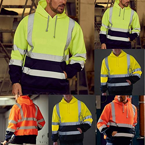 Sudaderas con Capucha Hombres SHOBDW Liquidación Venta Ropa de Trabajo en la Carretera High Visibility Tira Reflectante Manga Larga Tops Blusa Abrigos Hombre Invierno Tallas Grandes(Amarillo,XL)