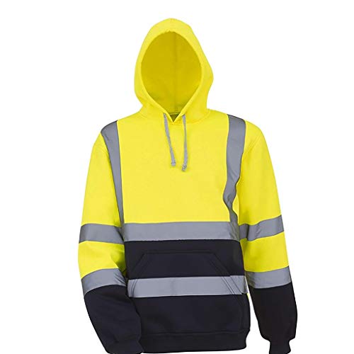 Sudaderas con Capucha Hombres SHOBDW Liquidación Venta Ropa de Trabajo en la Carretera High Visibility Tira Reflectante Manga Larga Tops Blusa Abrigos Hombre Invierno Tallas Grandes(Amarillo,XL)