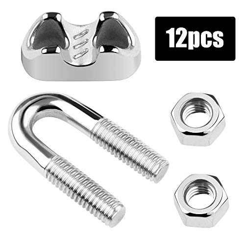 Sujetacables de Acero, 12 Piezas Clip de Cuerda de Alambre, Perno en U de Acero Inoxidable para Industria, Hogar, Envío, Carga y Descarga de Mercancías, Maquinaria de Elevación (Plata)