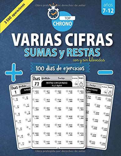 Sumas y Restas VARIAS CIFRAS: 3 500 Operaciones Con y Sin Llevadas | Ejercicios Cronometrados | Libros de Vacaciones y Entrenamiento de Cálculo (Geo Math)