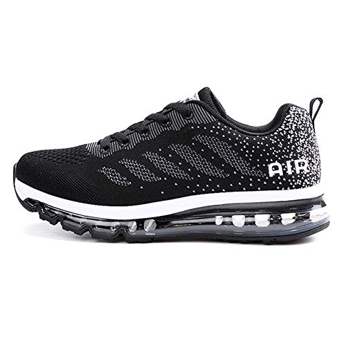 Sumateng Zapatillas de Deportes Hombre Mujer Zapatos Deportivos Aire Libre para Correr Calzado Sneakers Gimnasio Casual Black White 46 EU