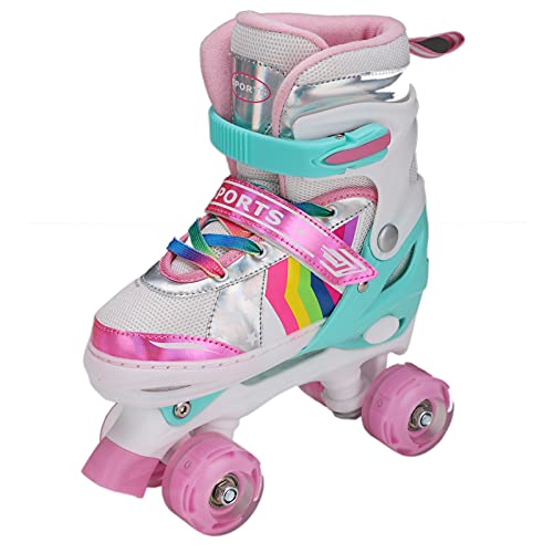 Sumber Patines para Niñas y Niños: Patines de Doble Tamaño Ajustables, Patines en Línea con 8 Ruedas Iluminadas, Protección Completa para Juegos de Interior y Exterior(Rosa-M)…