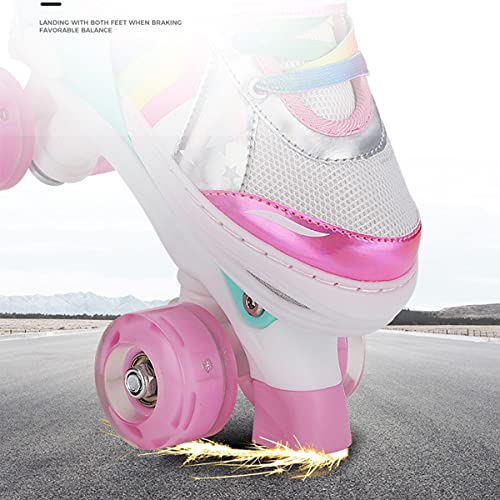 Sumber Patines para Niñas y Niños: Patines de Doble Tamaño Ajustables, Patines en Línea con 8 Ruedas Iluminadas, Protección Completa para Juegos de Interior y Exterior(Rosa-M)…