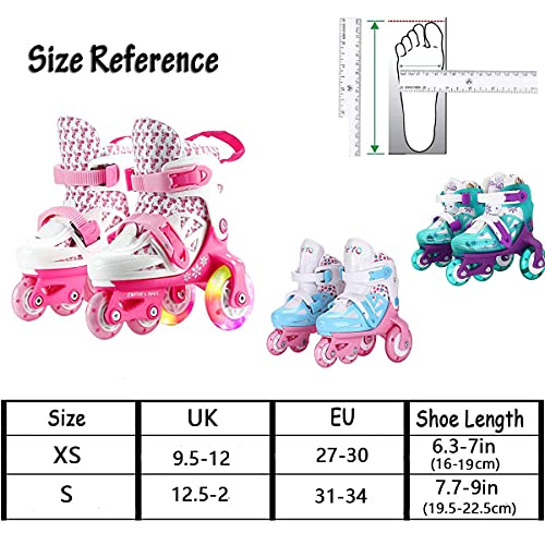 Sumeber Patines en línea para niños, línea Tridimensional con Longitud Variable para niños y niñas, para Exteriores e Interiores (Azul Fluorescente, XS（27-30）)