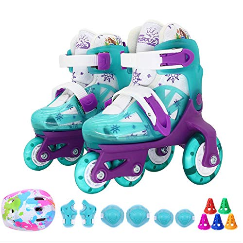 Sumeber Patines en línea para niños, línea Tridimensional con Longitud Variable para niños y niñas, para Exteriores e Interiores (Azul Fluorescente, XS（27-30）)