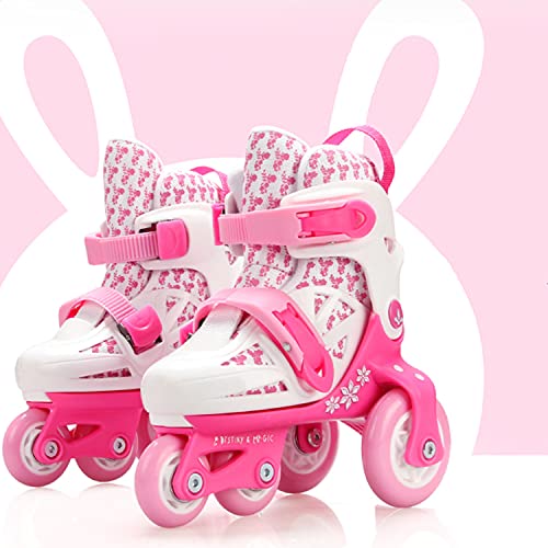 Sumeber Patines en línea para niños, línea Tridimensional con Longitud Variable para niños y niñas, para Exteriores e Interiores (Rosa, S(31-34))