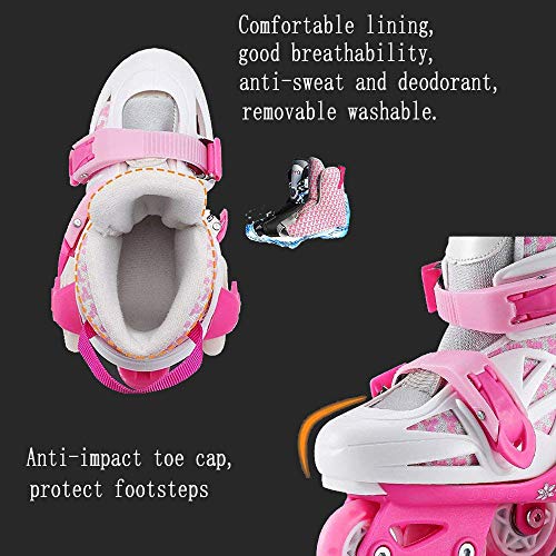 Sumeber Patines en línea para niños, línea Tridimensional con Longitud Variable para niños y niñas, para Exteriores e Interiores (Rosa, S(31-34))