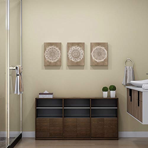 SUMGAR Cuadros en Lienzo Mandala de la Flor India Boho Decoración de Café para Dormitorio Baño Sala de Estar 30 x 40 cm x 3 Piezas