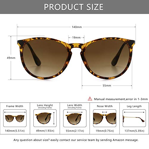 SUNGAIT Gafas de Sol Mujer Hombre Retro Redondas Unisex UV400 Proteccion(Marco Ámbar/Lentes Gradiente Marrón)