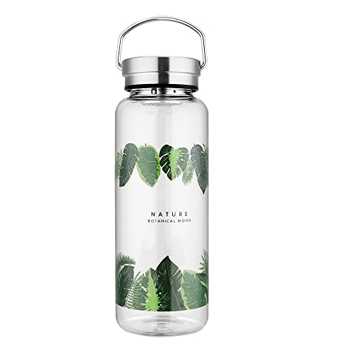 sunkey Botella Agua Cristal 1l Deporte, Reutilizable de Claro Vidrio Borosilicato Portátil Bpa Free (1000ml)