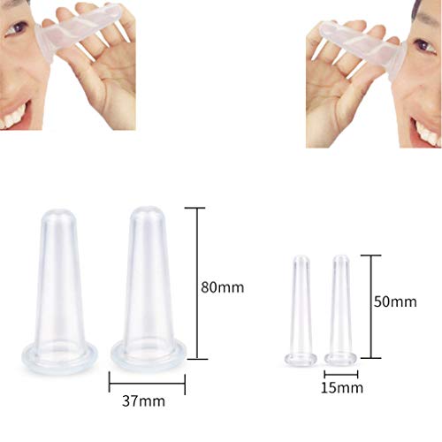 Sunlera 4pcs Cuerpo de Silicona Latas ventosas de vacío Copas Tarro ocasion Volver Lifting Facial masajeador de succión Masaje anticelulítico