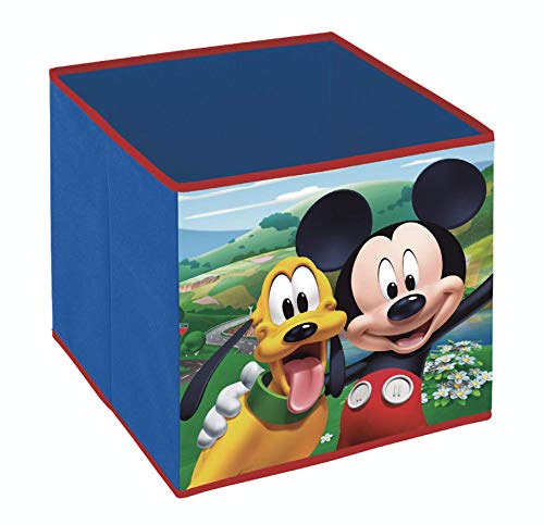 Superdiver Cubo Organizador Plegable de Tela Disney Mickey Mouse para Niño - Caja de Almacenaje para Juguetes Compatible con Kallax de IKEA para Dormitorio Infantil 31x31x31cm