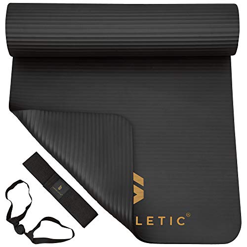 SUPERLETIC Esterilla para yoga y fitness, antideslizante con correa para llevar,suave, blanda y cómoda para ejercicios de fuerza muscular y entrenamiento, pilates, gimnasio en casa