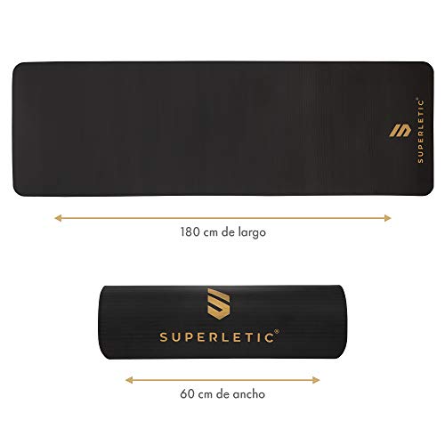 SUPERLETIC Esterilla para yoga y fitness, antideslizante con correa para llevar,suave, blanda y cómoda para ejercicios de fuerza muscular y entrenamiento, pilates, gimnasio en casa