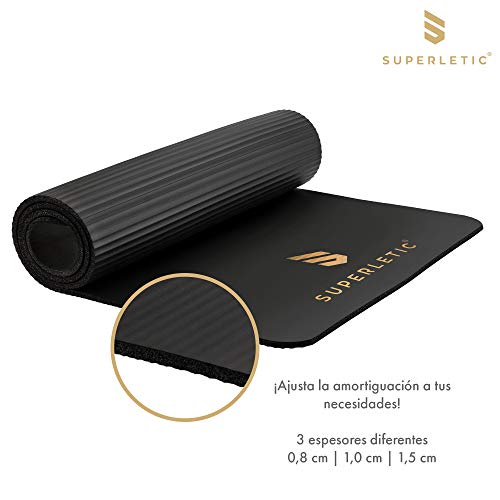 SUPERLETIC Esterilla para yoga y fitness, antideslizante con correa para llevar,suave, blanda y cómoda para ejercicios de fuerza muscular y entrenamiento, pilates, gimnasio en casa