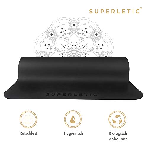 Superletic Esterilla Yoga Antideslizante Elite, Esterillas para Pilates, Deporte, Fitness y Gimnasia, Gruesa, Cómoda y Tacto Agradable, para Ejercicios y Estiramientos, con Bolsa, Mat (183x61x0.4 cm)