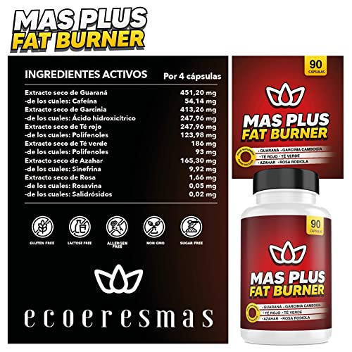 Suplemento Termogenico quemagrasa potente | Garcinia Cambogia +Té verde + Té Rojo + Guaraná | 90 cápsulas