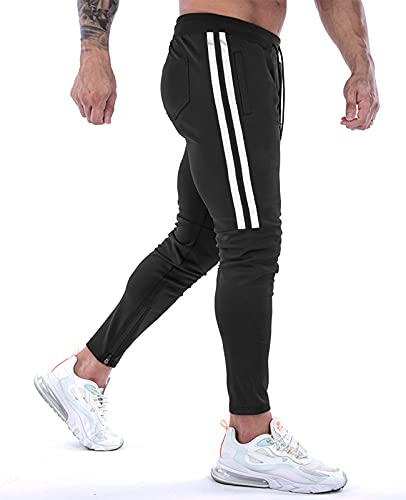 Suwangi Pantalones Deportivos Running para Hombre Jogger Gimnasio Fitness Entrenamiento Pantalon Largos Chándal Bolsillo Cremallera