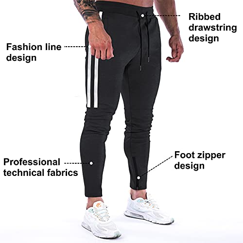 Suwangi Pantalones Deportivos Running para Hombre Jogger Gimnasio Fitness Entrenamiento Pantalon Largos Chándal Bolsillo Cremallera