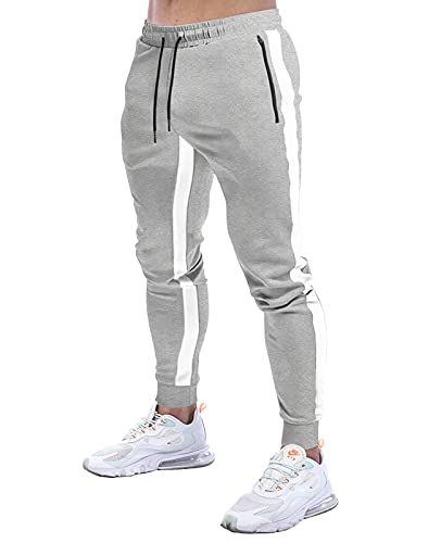 Suwangi Pantalones Deportivos Running para Hombre Joggers Largos Gimnasio Entrenamiento Casuales Pantalón Chándal Largo con Bolsillo Cremallera