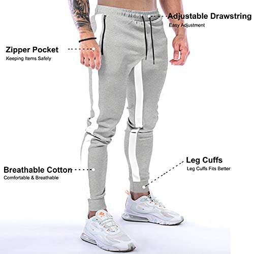 Suwangi Pantalones Deportivos Running para Hombre Joggers Largos Gimnasio Entrenamiento Casuales Pantalón Chándal Largo con Bolsillo Cremallera