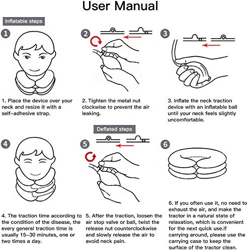 SuxHeart-EUR Tracción cervical Dispositivo de Tracción cervical Almohada hinchable para vértebras cervicales, alivia el dolor muscular calma el cuello