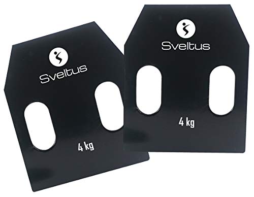 Sveltus Plaques Acier Avec poignées 4 kg env. Placas de Acero con Asas, Unisex Adulto, Negro, Talla única