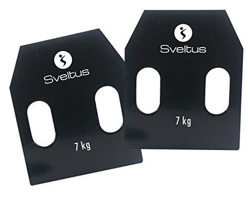 Sveltus Plaques Acier Avec poignées 7 kg env. Placas de Acero con Asas, Unisex Adulto, Negro, Talla única