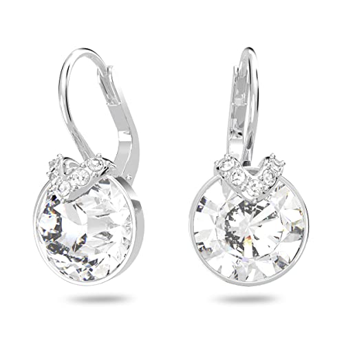 Swarovski Bella V Pendientes, Redondo, Blanco, Baño de rodio