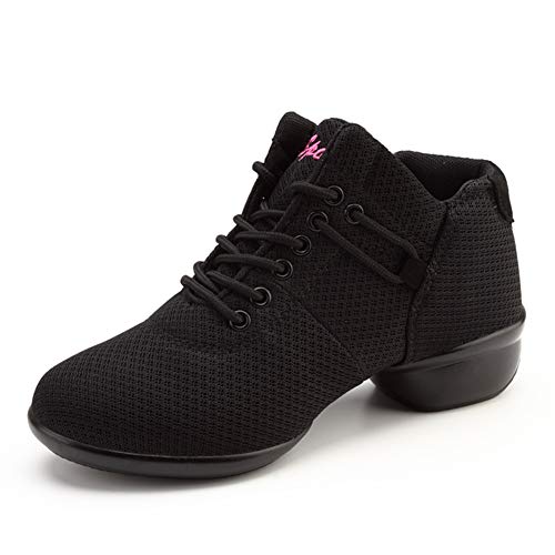 SWDZM Contemporáneo Jazz Zapatos Mujer,Aire Libre Deportes Danza,Moderno Hip Hop Sneaker Zapatillas de Danza Negro 38EU/24CM