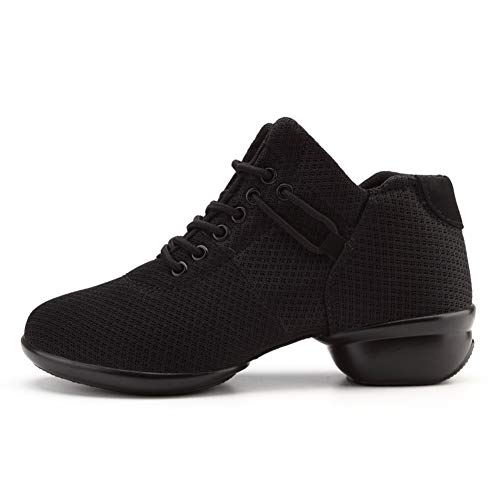 SWDZM Contemporáneo Jazz Zapatos Mujer,Aire Libre Deportes Danza,Moderno Hip Hop Sneaker Zapatillas de Danza Negro 38EU/24CM