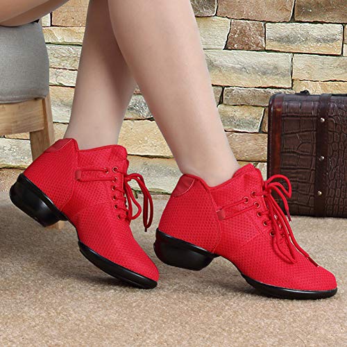 SWDZM Contemporáneo Jazz Zapatos Mujer,Aire Libre Deportes Danza,Moderno Hip Hop Sneaker Zapatillas de Danza Rosso 39EU/24.5CM