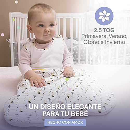 Sweety Fox - Saco de Dormir Bebe 4 Estaciones - TOG 2,5 - Algodon 100% Ecológico Certificado Oeko-Tex® Sin Productos Químicos - Unisex