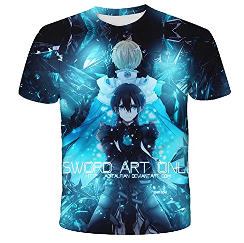 Sword Art Online Camiseta 3D Graphic Printed Shirt Cartoon Manga Cosplay Fun Casual Camiseta Deportes Camisetas para Hombres Adultos Adolescentes (S-5XL), Tipo 3, 42