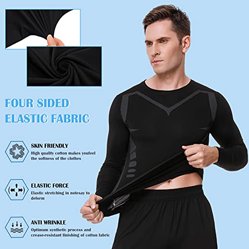 Sykooria Camiseta de Compresión Manga Corta Manga Larga para Hombre Ropa Deportiva de Transpirable y Secado Rápido para Deporte Running Ciclismo Fitness Gym Entrenamiento